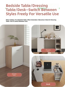 Home Bedroom Solid Wood Minimalist Modern Invisible Foldable Telescopic Hidden Computer <b>Desk</b> <b>Small</b> Apartment Space-Saving Study - Product Image 3
