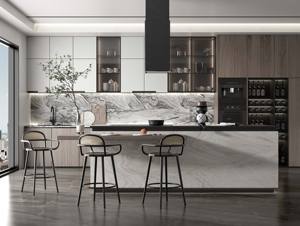 Gabinetes de Cocina Modernos de Madera Maciza de Roble Lacado, Diseño Elegante, Bandejas para Cubiertos Integradas, Panel de Mini Isla, Características Ecológicas - Product Image 5