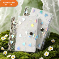 Carnet à anneaux en PVC transparent avec bouton-pression, couverture de journal/agenda Kawaii A6