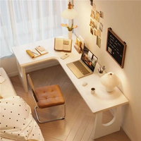 Bureau d'angle moderne en chêne massif extensible pour chambre et bureau, orienté vers le mur