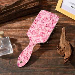 Rose <b>Flower</b> Print Pattern Air <b>Cushion</b> Comb Hair Brush, Anti-Static Comb Hair Comb, Suitable for All Hair Types - Product Image 4