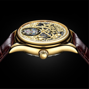 Montres mécaniques de luxe pour hommes, série 12 signes du zodiaque en or rose, squelette 3D, tourbillon volant, étanches, fabrication OEM/ODM - Product Image 6