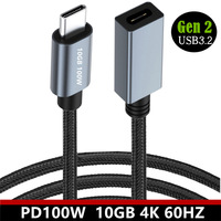 Type-C 3.2 Gen2 10Gb DP100W Câble de données haute vitesse Ordinateur TV Audio & Vidéo Fils haute définition Câbles et assemblages de câbles