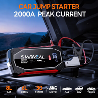 SHARMEAL Fabricant 2000A 7200mAh Démarreur de Batterie de Voiture Portable 12V avec Fonction Power Bank