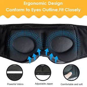 Masque de sommeil musical 3D V5.4 avec écouteurs intégrés, 100% occultant, réduction du bruit, direct usine, cadeaux - Product Image 4