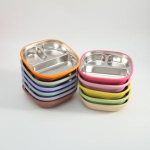 7 1/<span class=keywords><strong>2</strong></span> "paslanmaz çelik çocuk tabağı emme bölünmüş yürümeye başlayan bebek plakaları ile silikon kollu kaymaz Anti kırılma Metal - Product Image 3