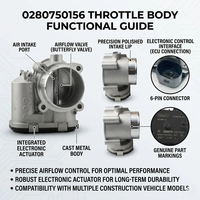 Piezas de Maquinaria de Construcción, Cuerpo del Acelerador 0280750156 para Válvula de Aceleración del Motor 0280750156, Conjunto de Cuerpo del Acelerador Electrónico