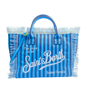 Borsa Tote in Tela con Frange per Donne, Borsa a Tracolla Estiva da Spiaggia, Borsa a Spalla con Logo Ricamato e Stampa Leopardata a Righe - Product Image 5