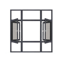 Fenêtres à battants modernes en aluminium de série 50 avec double vitrage trempé, cadre en aluminium à 90 degrés, finition peinte en poudre au design graphique