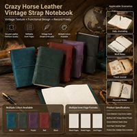 DUJIANG Cuaderno Portátil Retro con Cubierta de Cuero Vacuno de Primera Capa, Diario de Viaje Nostálgico, Carpeta Multifuncional de Hojas Sueltas