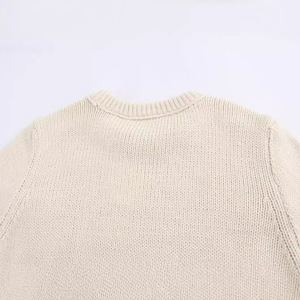 Maglione da <span class=keywords><strong>donna</strong></span> Casual alla moda lavorato a <span class=keywords><strong>maglia</strong></span> <span class=keywords><strong>Beige</strong></span> con girocollo a maniche corte per l'autunno - Product Image 4