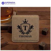 Sous-verres en cuir PU vierges pour gravure laser, sous-verres carrés personnalisables pour gravure laser pour cadeaux de mariage