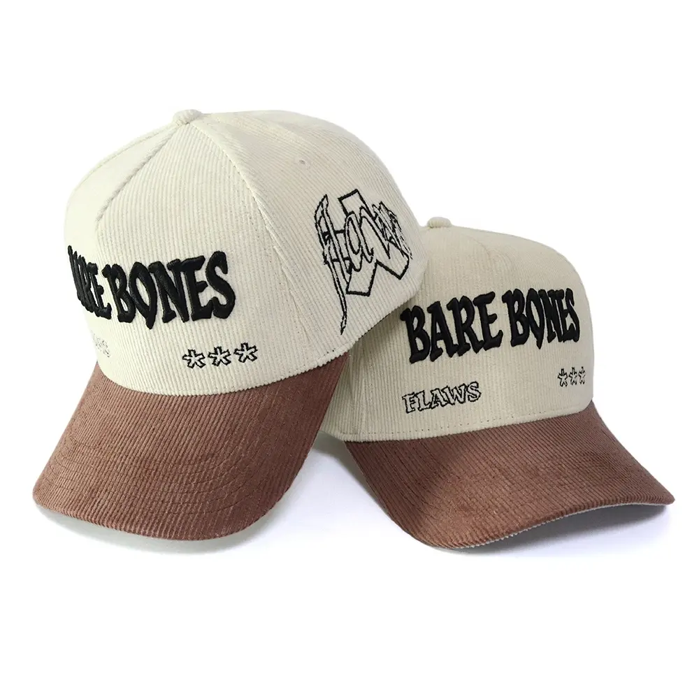 Factory Price Custom 5 Panel Caps 3D Embroidered Logo High Quality Corduroy Baseball Caps Sports Cap For Men and Women