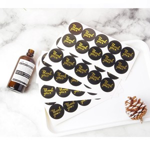 Emballé 100 pièces noir bronzant «merci» étiquettes autocollantes d'étanchéité à la main décoratif Scrapbook bricolage étiquettes cadeaux - Product Image 5