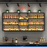 Casier à vin mural personnalisé au design moderne Étagère suspendue en fer avec porte-bouteille et porte-verre pour meubles de maison