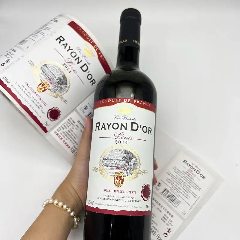 Impresión de etiquetas de vino personalizadas privadas de vinilo adhesivo impermeable al por mayor para Pegatinas de botella de vino