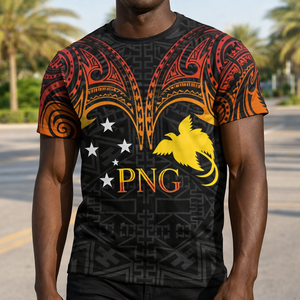 T-shirt personnalisé <span class=keywords><strong>PNG</strong></span> Indépendance Papouasie-Nouvelle-Guinée Depuis 1975 Impression à la demande Design du drapeau de la Papouasie-Nouvelle-Guinée Haut décontracté pour homme - Product Image 1