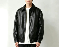 Veste en cuir PU noire à revers pour homme, collection automne 2026, style vintage, haute qualité, mode urbaine décontractée