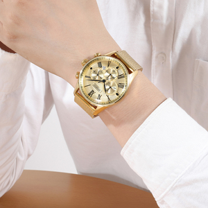 นาฬิกาข้อมือผู้ชายสุดหรู สายสแตนเลสสตีลแบบมิลานีส  กลไก Seiko VD53 กันน้ำ 3ATM - Product Image 5