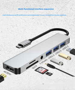 Hub <span class=keywords><strong>USB</strong></span> Type C 6 en 1 <span class=keywords><strong>Adaptateur</strong></span> pour ordinateur portable avec <span class=keywords><strong>HDMI</strong></span> 4K Lecteur de carte multiport USB3.0 Lecteur TF PD SD Tout-en-un pour ordinateur PC - Product Image 4
