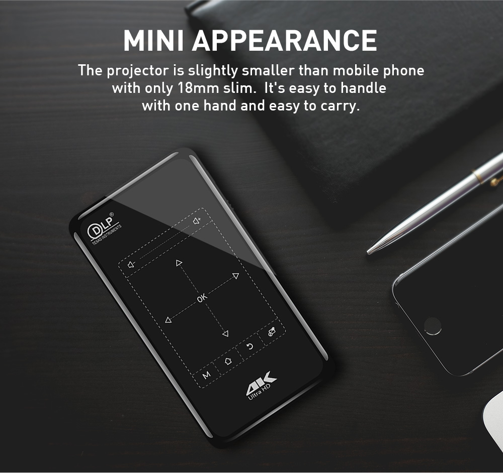 [YIDAHAI P09II]65 ANSI LUMENS LED+DLP classic Wifi Android mirror phoneMini Pocket Portable home theater 3D beamer Projector