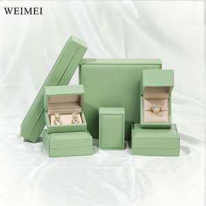 Green PU <b>Leather</b> <b>Jewelry</b> Case Storage Box for Necklaces Pendants Bangles Rings Gift Case - Product Image 5