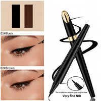 Stylo Eyeliner Liquide Imperméable Noir Marron 2 Couleurs Pointe Ultra Fine Longue Durée Anti-Transpiration Maquillage des Yeux