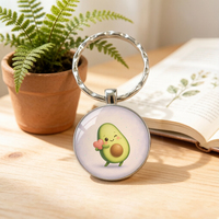 Porte-clés en métal personnalisable à l'avocat, simple face, pour filles, accessoire compact et portable
