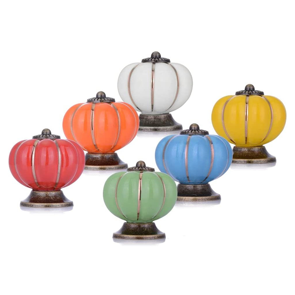Ceramic Pumpkin Knobs Drawer Furniture  Handles  Door Hardware Dresser Cupboard Wardrobe Cabinet Knobs Pull