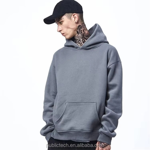 Usine personnalisé Streetwear français éponge coton goutte épaule pull 380 400 Gsm poids lourd surdimensionné sweats à capuche unis pour hommes - Product Image 3