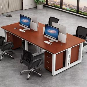 Hot Sale White Executive Office <b>Desk</b> <b>Simple</b> Modern Wood Upper Extendable Commercial Office Furniture 2/4/6 People Staff Table - Product Image 4