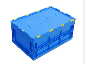 Conteneur empilable robuste personnalisable, pliable, boîte de transport de stockage, caisse en plastique pliable avec couvercle - Product Image 4