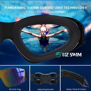 Lunettes de natation anti-buée à grande monture, verres électroplaqués HD, étanches, pour adultes, vente en gros - Product Image 4