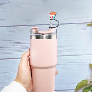 New Design Cups Accessories Reusable Cartoon Character Drinks Series Cute Silicone Topper Straw