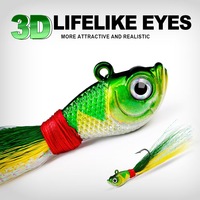 Leurre de pêche au jig Bucktail en plomb 7-56g pour la pêche en eau salée au gros gibier, Têtes de pêche à la mouche en métal imprimées avec crâne de poisson, 12 mm CN;SHN