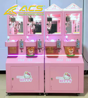 Mini machine à griffes ACS Source Factory, jeu d'arcade à monnayeur pour 2 joueurs, pour jouets en peluche pour enfants, en métal, rose, mignon, pour intérieur, garantie 1 an