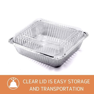 Boîte à emporter rectangulaire pour la restauration rapide de 450 ml, barquettes jetables en aluminium, emballage en aluminium alimentaire avec couvercle - Product Image 2