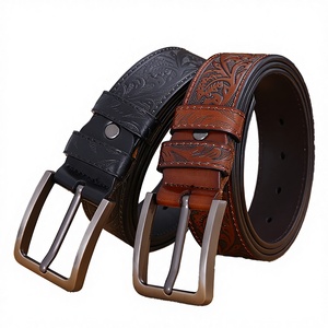 Cinturón de Cuero Genuino de Vaca Marrón Vintage de Primera Calidad con Hebilla Cuadrada de Aleación – Cinturón Casual de Diseño para Hombre - Product Image 3