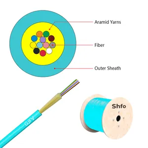 SHFO-GJFV ในร่ม FTTH สายมินิโหมดเดียว G652D สายไฟเบอร์ออปติก GJFV 2 4 6 8 12 24 Core สายไฟเบอร์ออปติก