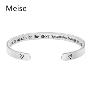 Yiwu Meise lucky as can be the best godmother belongs to me stainless steel cuff bangle
