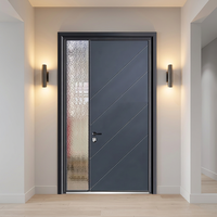 Porte d'entrée pivotante en aluminium de conception américaine de luxe, double aluminium antivol pour une isolation thermique résidentielle, Puertas