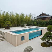 Piscine hors sol moderne en WPC avec fenêtre de visualisation en acrylique et éclairage LED pour villa, jardin et cour arrière