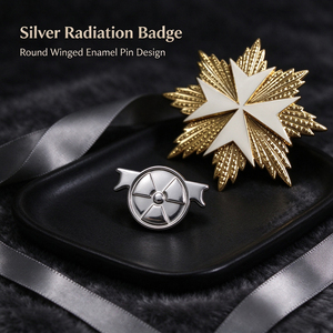 Ensemble de badges de luxe en alliage de zinc plaqué or émaillé bicolore, épingles rondes argentées, broches métalliques personnalisées - Product Image 5