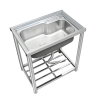 Vente en Gros Lavabo Moderne sur Pied en Acier Inoxydable, Meuble Vasque Présentoir pour Balcon, Jardin Extérieur, Table Évier de Cuisine