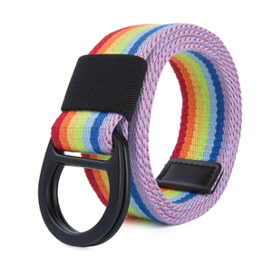 Ceintures souples décontractées respirantes pour hommes en toile à rayures colorées personnalisées avec boucle en alliage Vente en gros d'usine - Product Image 1