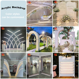ฉากหลังงานแต่งงานทรงโค้ง 3 มิติ ดีไซน์เรียบหรู สีขาว วัสดุ PVC สำหรับตกแต่งทางเดิน กำลังลดราคา - Product Image 4