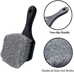 แปรงล้างล้อรถยนต์ด้ามสั้นสีเทาพร้อมโลโก้แบบกำหนดเอง - Product Image 2