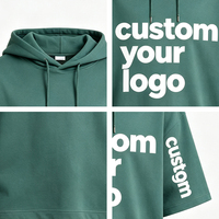 Sweat-shirts à capuche professionnels streetwear surdimensionnés vert sauge à manches courtes, impressions de texte personnalisées, molleton épais 300g, coupe ample unisexe, ODM/OEM