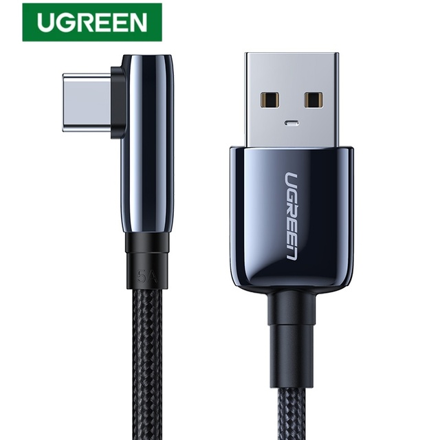 UGREEN US317 USB C Cable Right Angle USB a to USB C Cable High Purity Zinc Alloy Shell Braided Cord Humanized 90 Degree Design