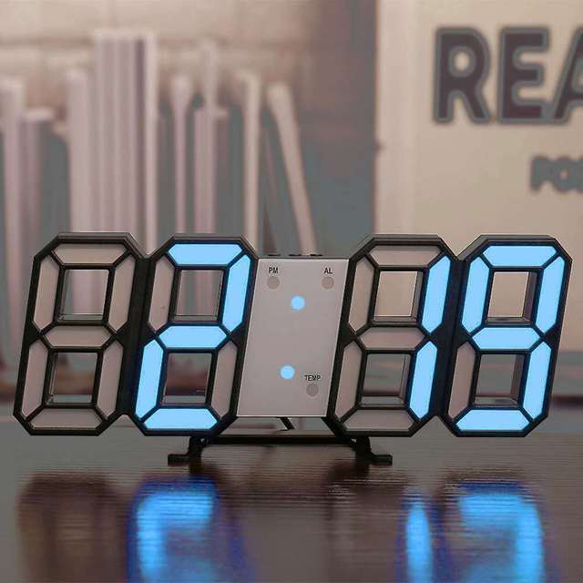 Intelligence 3D Digital Desk LED Clock USB Power Supply Wall-Mounted Alarm Clock with Temperature Calendar for Home Decor